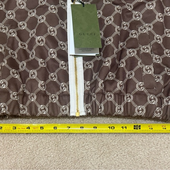 NEW!  Gucci Brown Technical Jersey Monogram  Logo Cropped Jacket - S - Picture 13 of 14